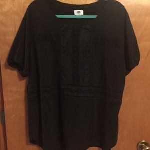 OLD NAVY EMBROIDERED KNIT TOP BLACK SZ XXL